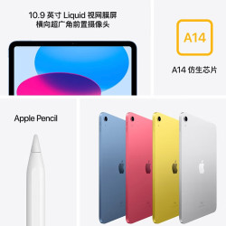 苹果 Apple iPad 2022款 10.9英寸64g 无线版平板电脑银色/蓝色/粉色/黄色