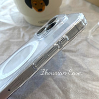 Magsafe充电磁吸适用苹果16手机壳iPhone16proMax保护套15pro透明14硅胶1312大孔11男全包防摔手机套女 【透明-大孔】带磁吸充电1300磁力