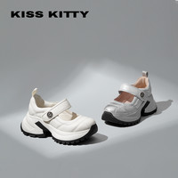 KISSKITTY2025年春季运动芭蕾玛丽珍鞋女厚底增高浅口单鞋 银色擦色牛皮革 40