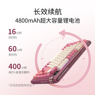 虎八兔（FOPATO）F75系列客制化机械键盘三模连接有线/蓝牙/2.4G热插拔彩屏游戏办公无线键盘 芙蓉胭脂 TTC兔轴RGB版（静音）