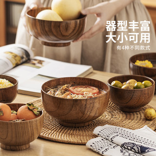 摩登主妇酸枣整木日式木餐具宝宝吃饭木碗儿童木头碗实米饭碗 5英寸一人食3件套（碗+筷+勺）