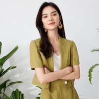 夏季时尚气质通勤休闲短款短袖小西装外套女