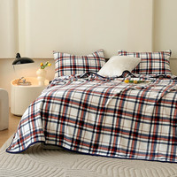 多喜爱家纺毛毯法兰绒毯冬季保暖珊瑚绒毯子保暖绒单人午睡毯 格纹蔚蓝法兰绒毯 180cm*200cm