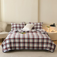 多喜爱家纺毛毯法兰绒毯冬季保暖珊瑚绒毯子保暖绒单人午睡毯 格纹蔚蓝法兰绒毯 200cm*230cm