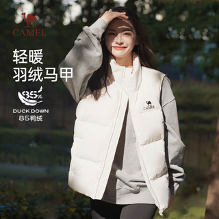 企鹅骆驼轻薄百搭羽绒马甲2024年秋冬白色女款短款休闲外套女 L