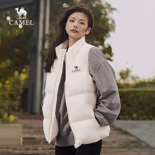 企鹅骆驼轻薄百搭羽绒马甲2024年秋冬白色女款短款休闲外套女 L