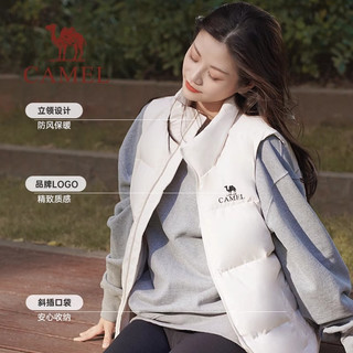 企鹅骆驼轻薄百搭羽绒马甲2024年秋冬白色女款短款休闲外套女 L