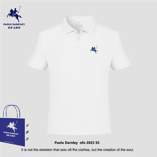 PAOLO DARNLEY/保罗达恩利短袖男女polo衫痞帅夏季正肩衬衫领t恤 Paolo Darnley白色Polo蓝标刺绣 S