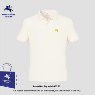 PAOLO DARNLEY/保罗达恩利短袖男女polo衫痞帅夏季正肩衬衫领t恤 Paolo Darnley米黄Polo金标刺绣 2XL