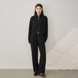 马克华菲 女装2025年春秋韩系简约纯色运动服立领卫衣套装