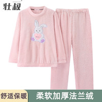 睡衣女款2025春夏款法兰绒睡衣女可爱珊瑚绒家居服套装