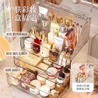 化妆品桌面收纳盒透明防尘大容量护肤品口红水乳化妆台收纳盒