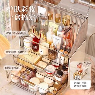 化妆品桌面收纳盒透明防尘大容量护肤品口红水乳化妆台收纳盒