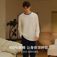 Ubras 夏季薄款套头家居服套装情侣睡衣女女款长袖长裤-米白色