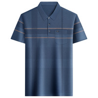 罗蒙爸爸夏装翻领短袖t恤2025夏季中老年男士弹力上衣polo衫 M 213粉色