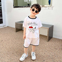 史努比童装男童夏季套装儿童短袖T恤短裤洋气两件套2025夏季