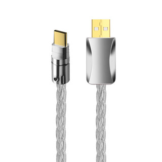 YYTCG纯银解码线A转C 方口转Type-C 方口音频线 DAC解码线/器 手机电脑平板接调音台解码功放连接线1米