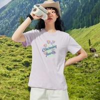 夏季女款短袖合身体恤街头潮流手绘花朵字母印花欧美简约女T恤