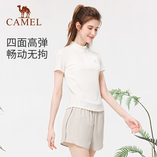 骆驼冰丝瑜伽服上衣女夏季薄款运动服短袖跑步T恤服快干衣服 XL