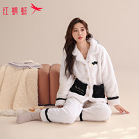 红蜻蜓 RED DRAGONFLY睡衣女春夏法兰绒翻领休闲可外穿保暖家居服套装杏色 XL码
