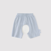 婴儿开裆裤新生儿夏季薄款睡裤纯棉男女宝短裤本草棉夏天宝宝裤子 布鲁纳蓝