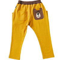 千趣会 SENSHUKAI童装男童裤子春秋季动物图案休闲棉质哈伦裤长裤中小儿童裤子 芥末黄色 100 cm