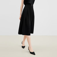 秋水伊人法式气质A字半身裙春季优雅复古赫本风中长款梨形MM裙子 黑色 XL