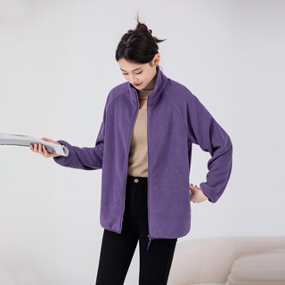 冰洁 BENGEN外套女春秋百搭休闲拉链保暖气质摇粒绒上衣 浅灰 S(65-95斤)  浅灰（女）