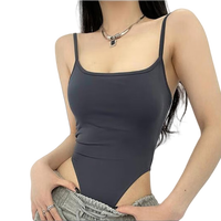 浪莎(LangSha)轻奢高档品牌欧美性感镂空连体吊带背心女修身内搭打底连体衣辣妹 白色 L