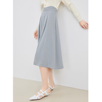 秋水伊人法式气质A字半身裙春季优雅复古赫本风中长款梨形MM裙子 蓝色 M