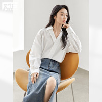 2025春装法式V领气质衬衣设计感通勤显瘦女式长袖白衬衫