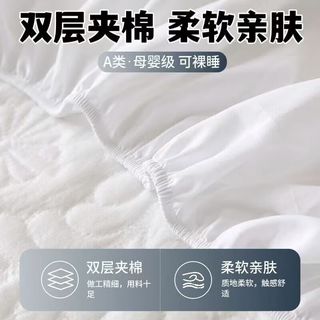 星寇北欧风全包围夹棉床笠罩单件四季夹棉防滑床罩床垫保护套床套罩 海豚蓝 约150*200CM夹棉床笠