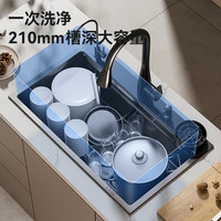 浪鲸 SSWW洗菜盆大单槽厨房水槽304不锈钢洗碗槽纳米压纹多功能水槽R22 右排|68×46cm-单槽 加大滤网|送配件