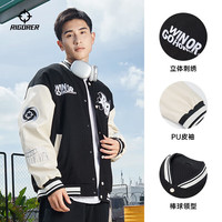 RIGORER/准者 美式复古刺绣 棒球服外套 卡其色 L