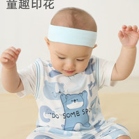 巴厘小猪（BALIPIG）6-12月婴儿衣服假两件运动哈衣夏季短袖新生 蓝色 90cm