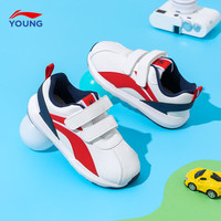 LI-NING KIDS李宁儿童运动鞋2025春季软底轻便男童女小童休闲鞋宝宝鞋 标准白/朱砂红/舰蓝 皮革款 25  内长约16.2cm适合脚长15.2cm