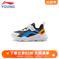LI-NING KIDS李宁儿童运动鞋2025春季软底轻便男童女小童休闲鞋宝宝鞋 黑白蓝YKNT152-11-内里加绒 32  内长约20.9cm适合脚长19.9cm
