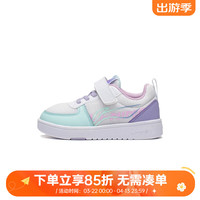 LI-NING KIDS李宁儿童运动鞋2025春季软底轻便男童女小童休闲鞋宝宝鞋 白紫蓝YKNT104-2 30  内长约19.6cm适合脚长18.6cm