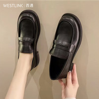 西遇通勤乐福鞋女2025新款春季瘦版舒适软皮单鞋低跟小皮鞋 (JD预售15天)