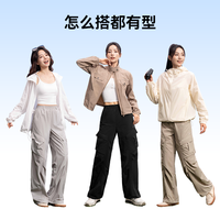 MOLYVIVI工装风休闲防晒裤女2025春夏新款凉感防紫外线冰丝阔腿裤