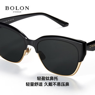 暴龙（BOLON）眼镜25猫眼眉框防晒太阳镜百搭墨镜女BL6110 C30-干枯玫瑰色 