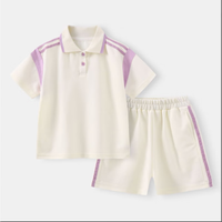 C&A女童夏装套装2025女大童运动短裤洋气儿童polo衫短袖夏季 紫 110