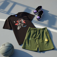 NBA球队文化系列宽松5分裤短裤湖人/凯尔特人/勇士裤子夏季运动裤男 波士顿凯尔特人队（军绿色） L