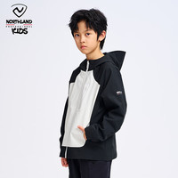 诺诗兰儿童冲锋夹克外衣三合一可拆卸男童大童春秋外出女童厚外套 炭黑色CO145150-2 140