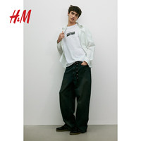 H&M男装女装T恤2025夏季新款宽松时尚圆领印花短袖纯棉上衣1268967