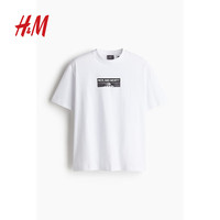 H&M男装女装T恤2025夏季宽松时尚圆领印花短袖纯棉上衣1268967 白色/Rick and Morty XL 180/116