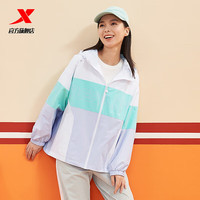 特步（XTEP）运动风衣女秋冬撞色宽松夹克女双层外套 玉水蓝/轻纱紫/珍珠白 XS