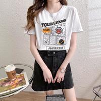 上衣女2025减龄夏季设计感小众t恤休闲百搭个性圆领小众短袖