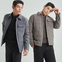 利郎轻薄衬衫羽绒服男士2024秋冬商务男装翻领夹克保暖外套男