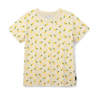 千趣会 SENSHUKAI童装男童女童短袖T恤春夏季打底衫印花条纹清爽儿童T恤 象牙白(菠萝) 110 cm